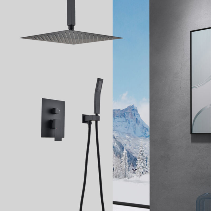 Modern Ceiling Mounted Rain Shower Set with Head and Handheld Attachment