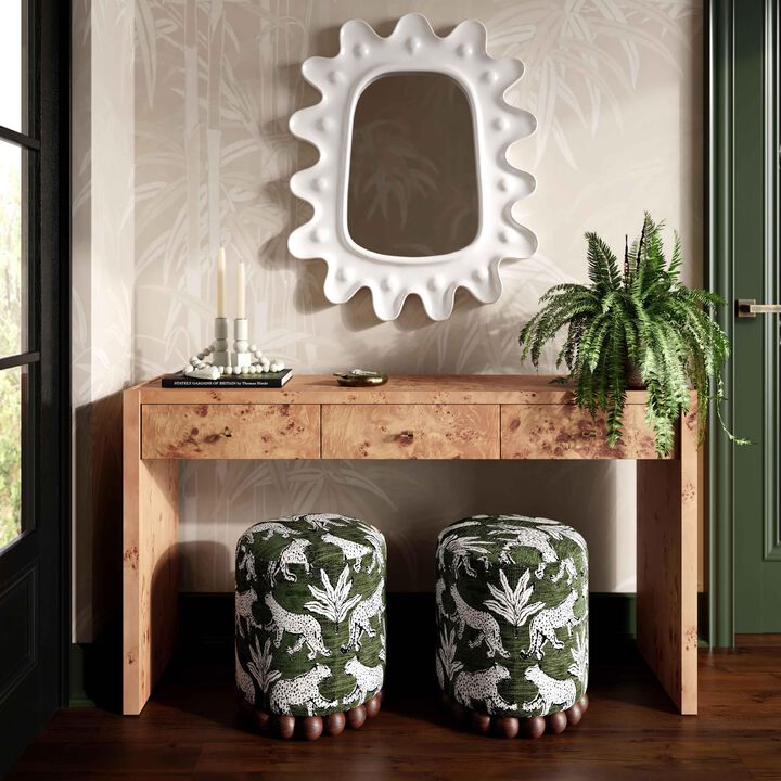 Dex Taupe Leopard Jacquard Ottoman