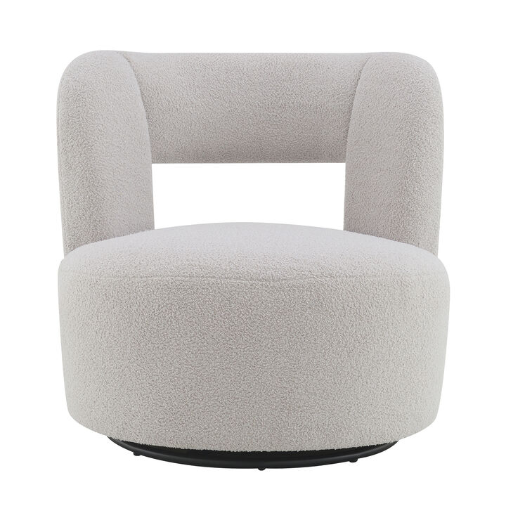 Merax Soft Teddy Fabric Swivel Barrel Chair