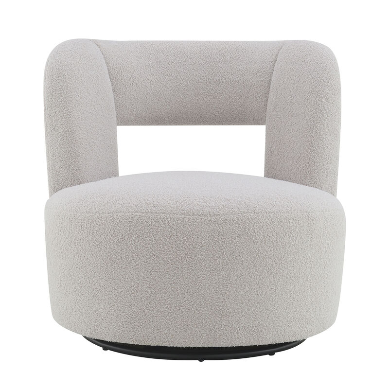 Merax Soft Teddy Fabric Swivel Barrel Chair