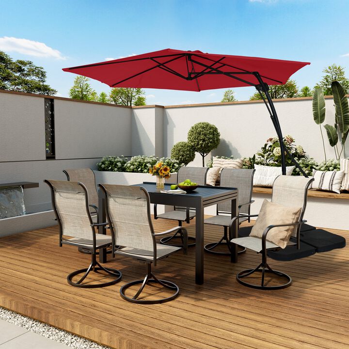 Mondawe 10 ft. Square Cantilever Outdoor Market Umbrella 360° Swivel With Base Stand Included