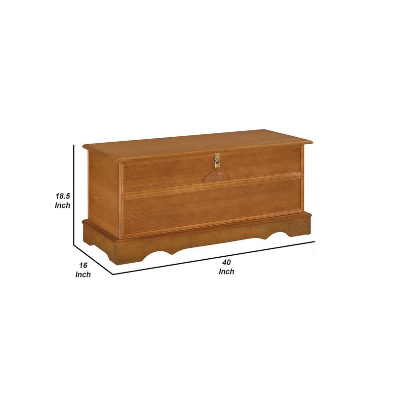 Chest with Molded Details and Lift Top Hidden Storage, Brown-Benzara