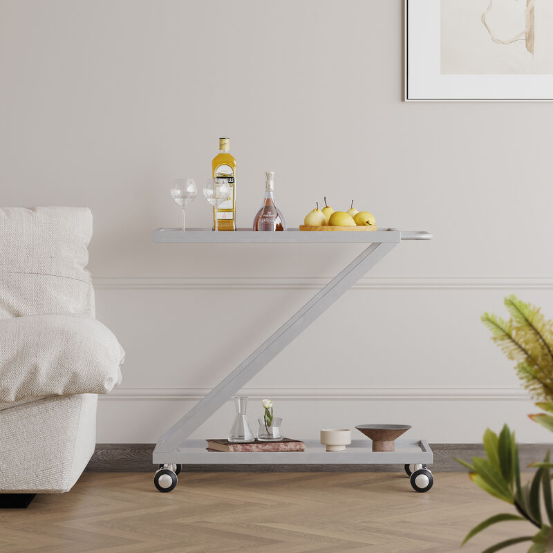 Small Bar Cart with Handle, Compact Serving Cart for Drinks & Coffee