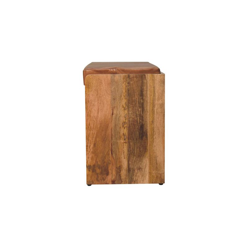 Artisan Furniture Buffalo Hide Pull out Oak-ish  Solid Wood Shoe Storage Bench