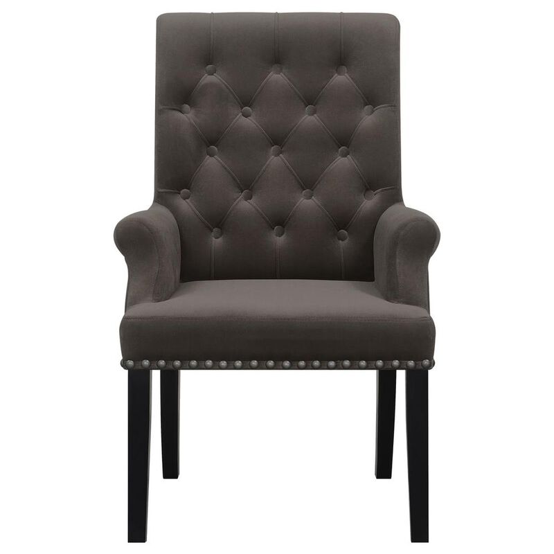 Alana Upholstered Tufted Arm Chair with Nailhead Trim