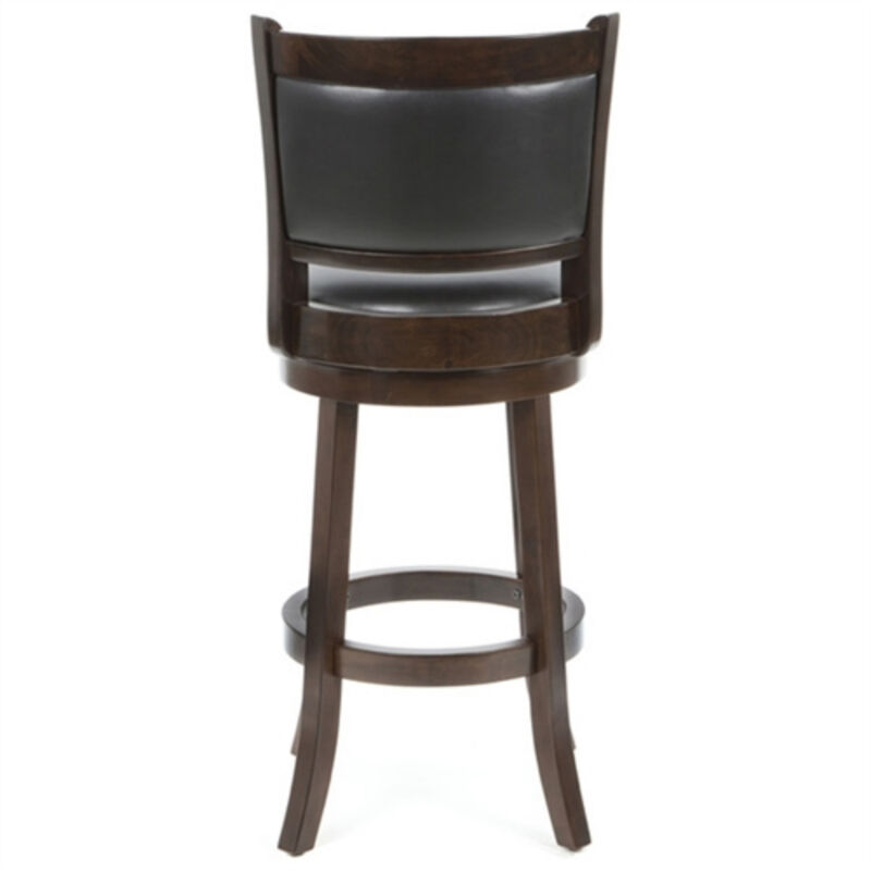 Solid Wood Swivel Bar Stool – Faux Leather Cushioned Seat for Kitchen Island or Home Bar