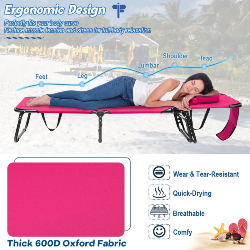 Hivvago Beach Chaise Lounge Chair with Face Hole and Removable Pillow