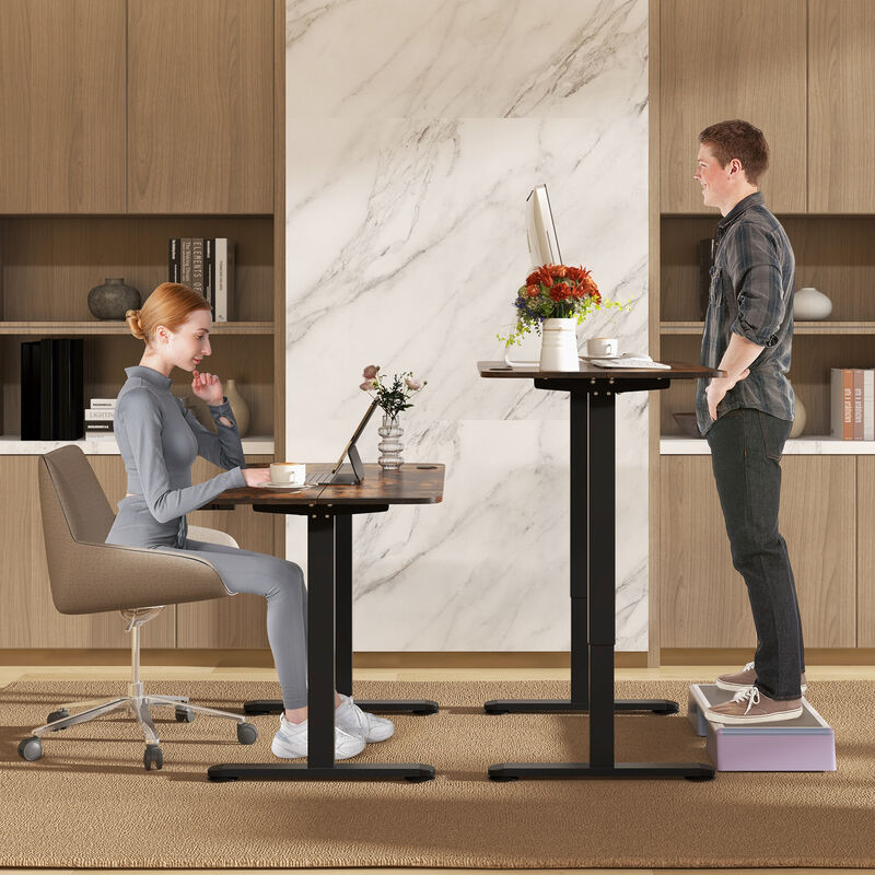 Costway Electric Standing Desk Height Adjustable Sit to Stand Computer Workstation Home Office Natural
