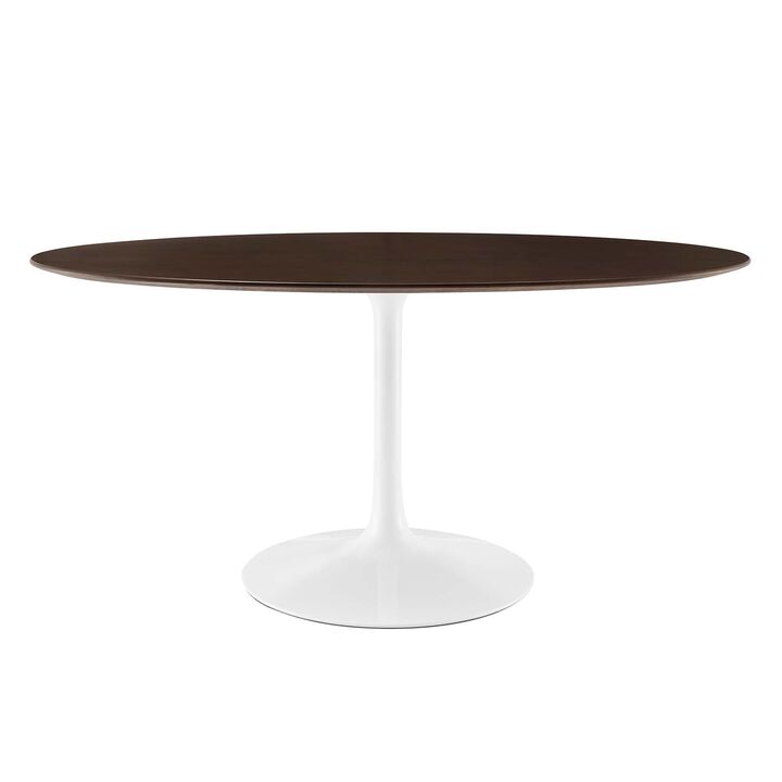 Modway - Lippa 60" Oval Cherry Walnut Wood Grain Dining Table White Cherry Walnut
