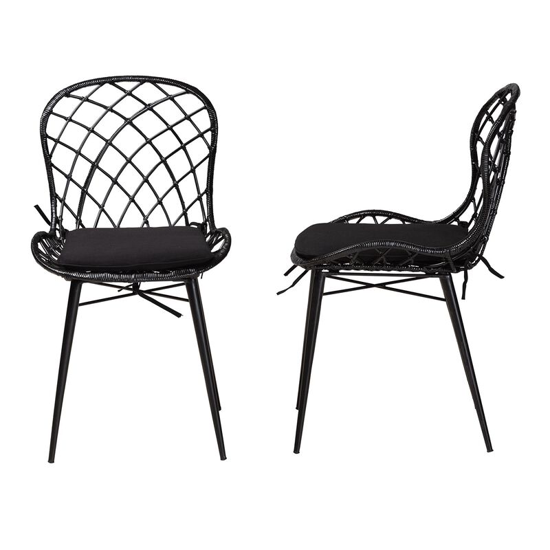 Bali & Pari Sabelle Modern Greywashed 2-Piece Dining Chair Set