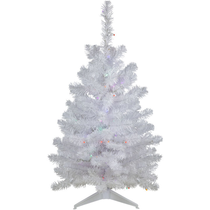 3' Pre-Lit LED Snow White Artificial Christmas Tree  Multi Lights