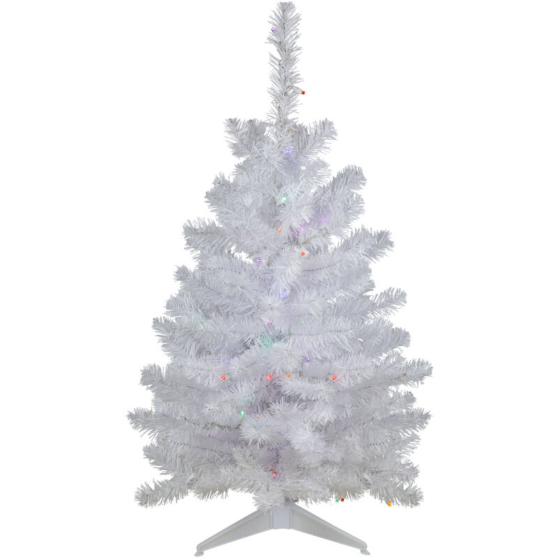 3' Pre-Lit LED Snow White Artificial Christmas Tree  Multi Lights