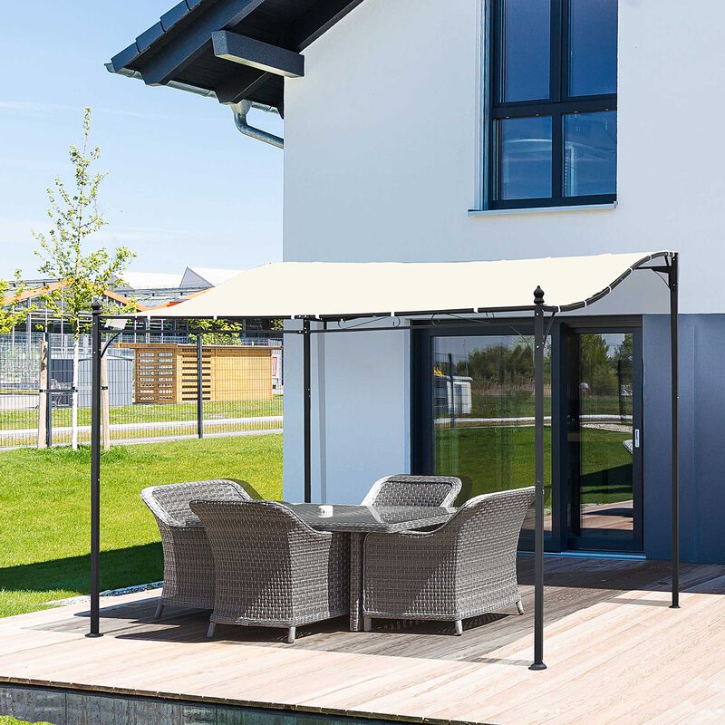 Ivory Backyard Retreat: 10x10 Weather-Resistant Metal Pergola Gazebo