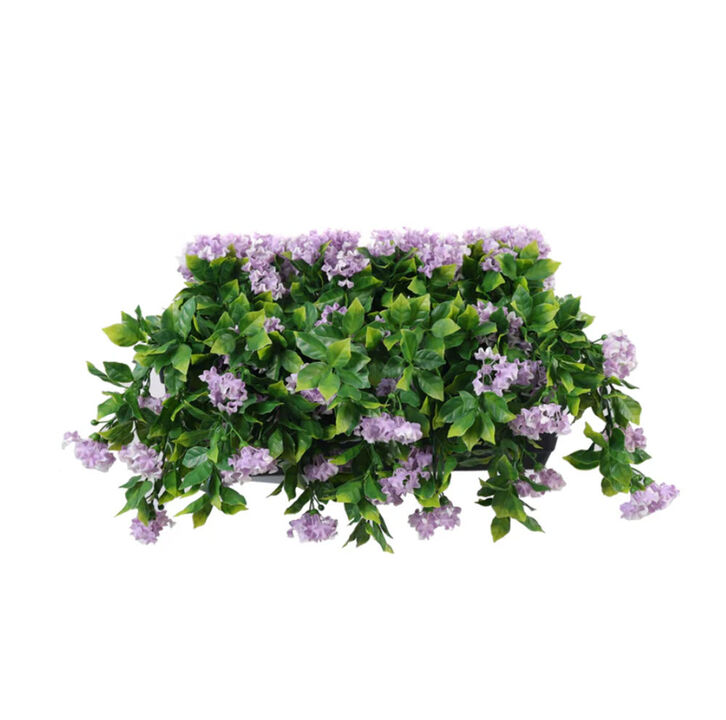 Artificial Draping Lilac Flowering Window Box Planter 20" x 14"(Outdoor Proof)