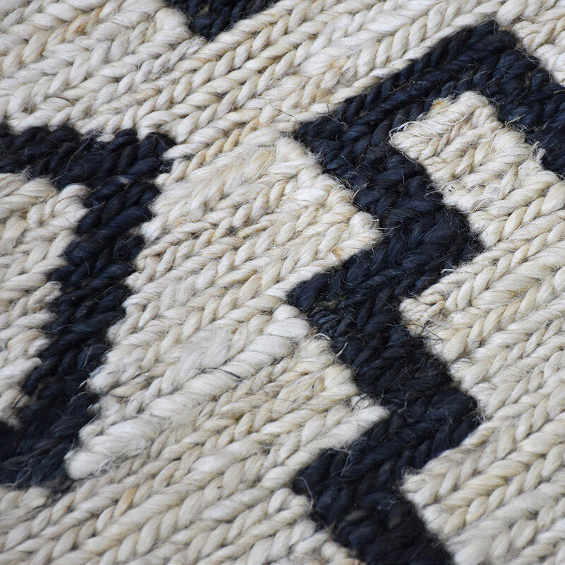 HAND KNOTTED SUMAK JUTE ECO-FRIENDLY Geometric AREA RUGS  - 8'x10', Rectangle Beige Black Color, Geometric, High Pile, Natural Fiber, Outdoor Indoor Handmade Area Rugs for Living Room (J00080)