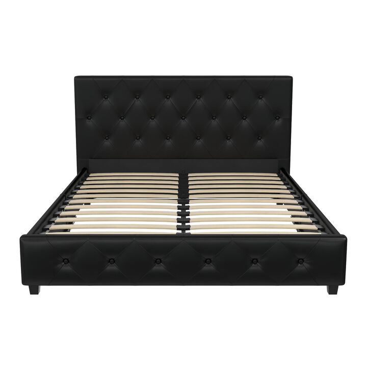 Atwater Living Dana Upholstered Bed, Full, Black Faux Leather