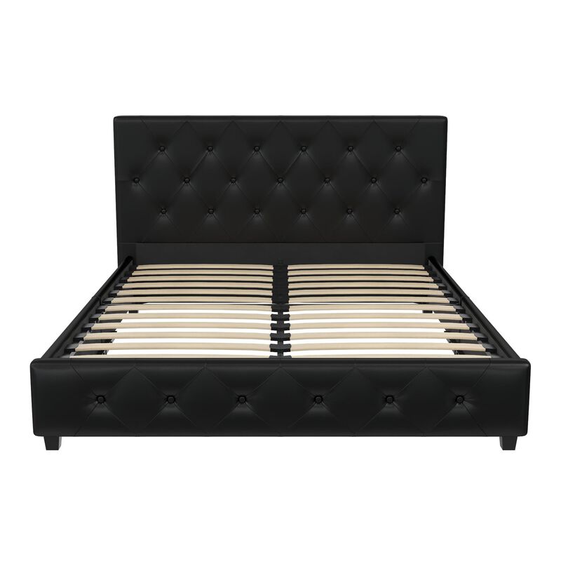 Atwater Living Dana Upholstered Bed, Full, Black Faux Leather
