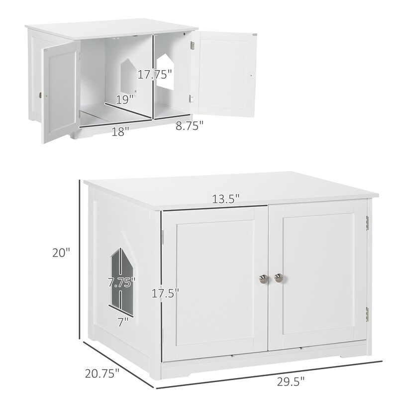 White Cat Furniture: Litter Box Side Table with Adjustable Partition
