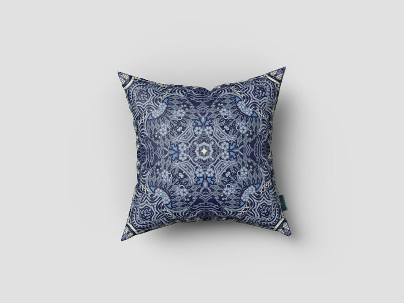 Hivvago 18"Indigo Boho Ornate Zippered Suede Throw Pillow
