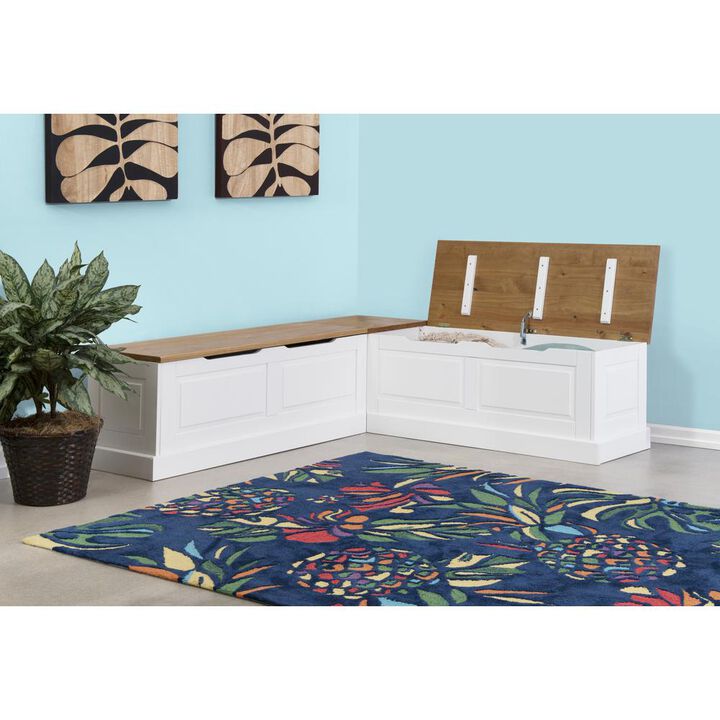 Linon Tobin Backless Two Tone Breakfast Nook, Natural And White