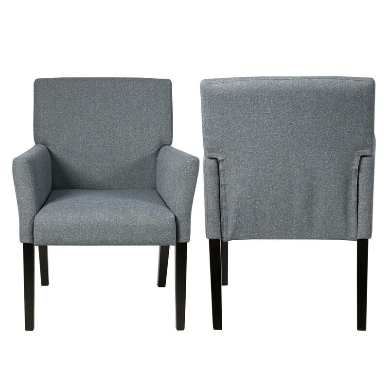 Costway Set of 2 Arm Chair Guest Chair Home Office w/ Wooden Legs Gray