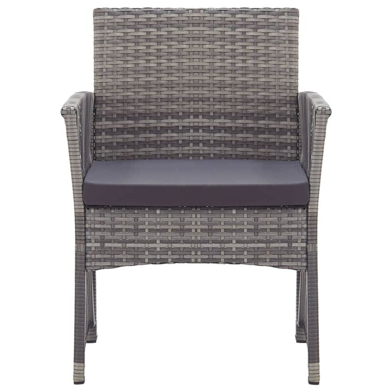 vidaXL Patio Armchairs with Cushions 2 pcs Anthracite Poly Rattan