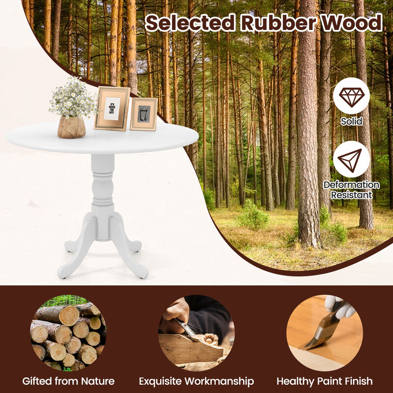 Wooden Dining Table with Round Tabletop and Curved Trestle Legs