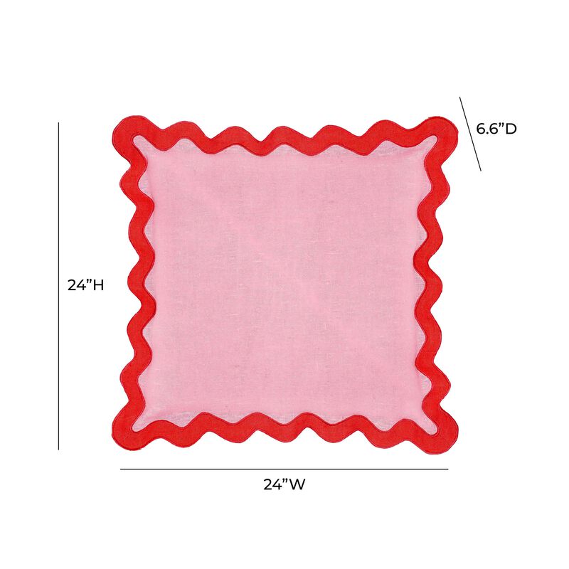 Scalloped Edge Magenta and Pink Cotton Velvet Throw Pillow