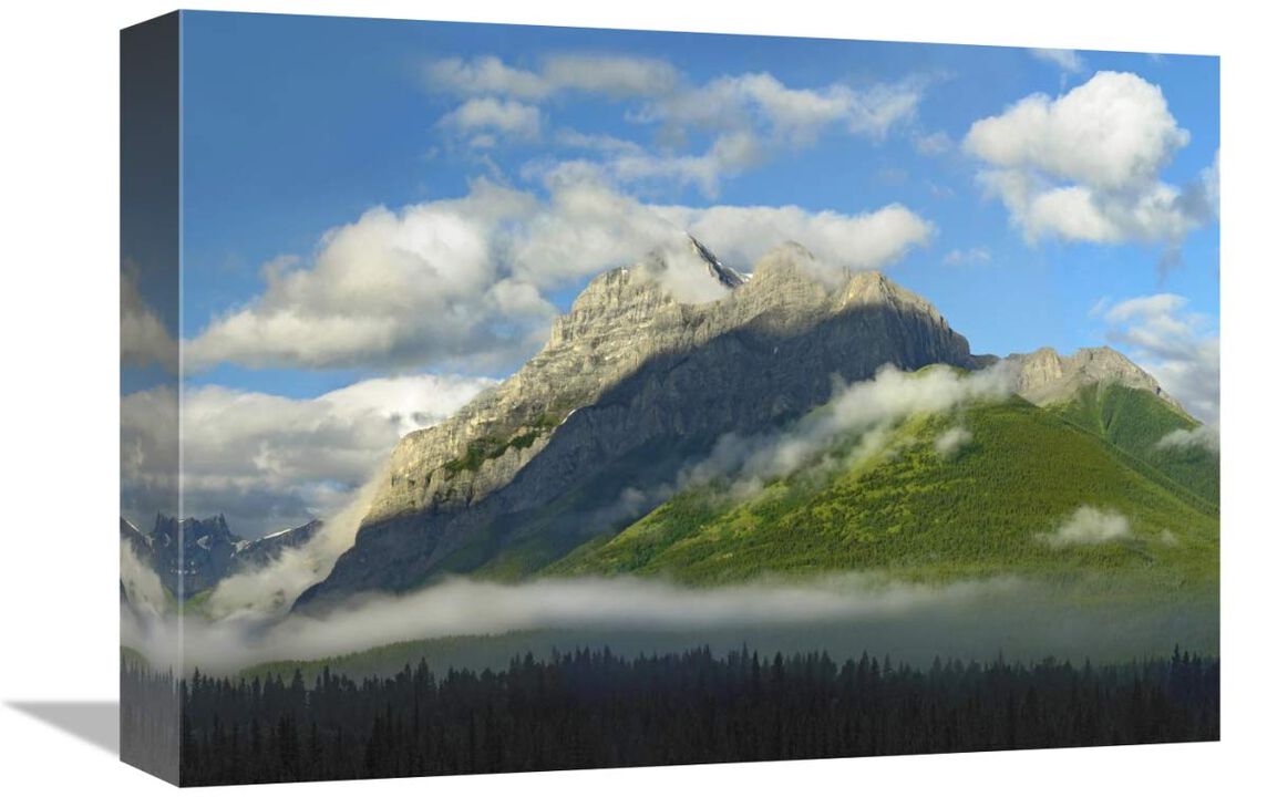Mt Kidd with slopes covered in coniferous forest, Kananaskis Country, Alberta, Canada-Canvas Art-16x12