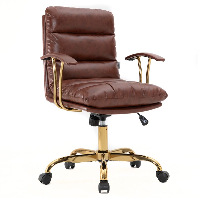 LeisureMod Regina Modern Padded Leather Adjustable Executive Office Chair with Tilt & 360-Degree Swivel – Ergonomic High-Back Desk Chair for Home and Office Comfort