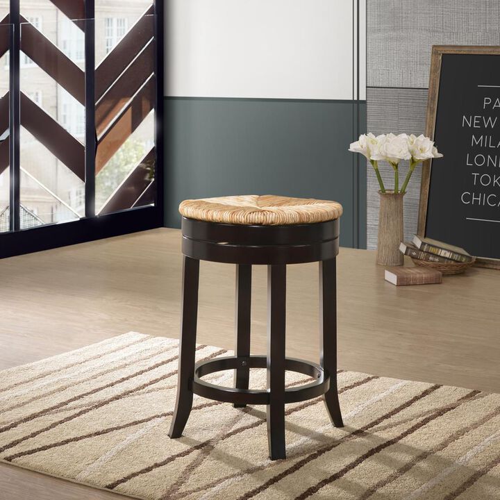 Carolina Living Irving 24 Swivel Rush Seat Counter Stool - Espresso