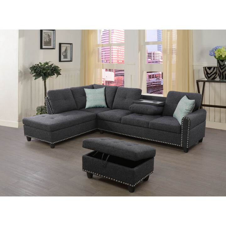 Alger 98" Wide Left Hand Facing Sofa Chaise With Ottoman