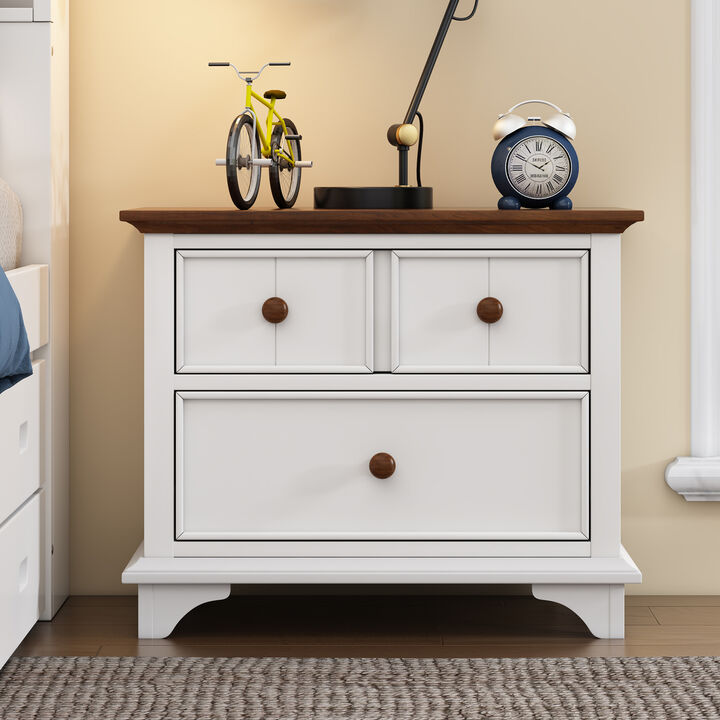Merax Retro Wood Nightstand with 2 Drawers