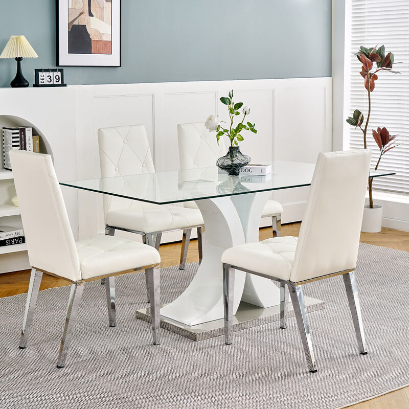 Luxury White Dining Chair Set of 2