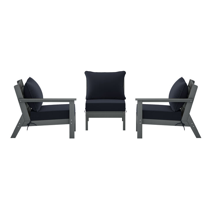WestinTrends Outdoor Patio HDPE Sectional Sofa with Patio Cushions