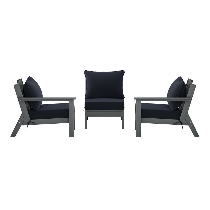 WestinTrends Outdoor Patio HDPE Sectional Sofa with Patio Cushions
