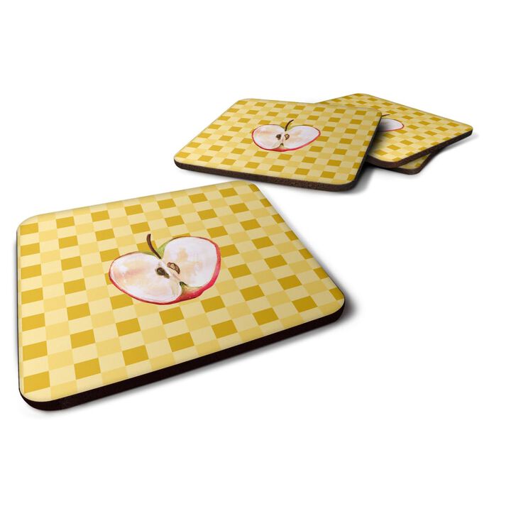 Caroline's Treasures Half Apple on Basketweave Decorative coasters, 3.5, Multicolor