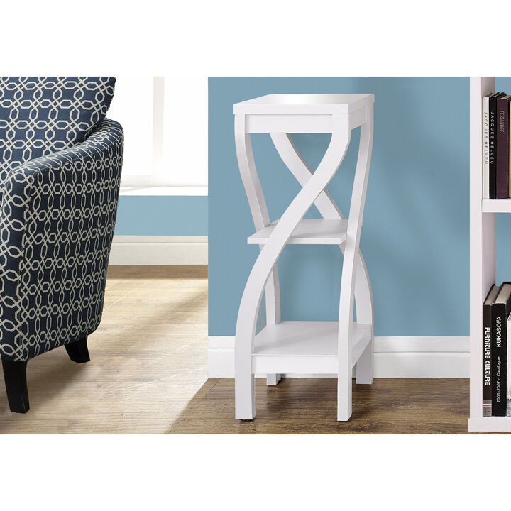 Monarch Specialties I 2479 Accent Table, Side, End, Plant Stand, Square, Living Room, Bedroom, Laminate, White, Contemporary, Modern