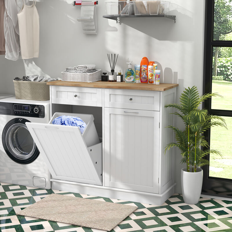 Kitchen Trash Cabinet with Single Can Holder & Adjustable Shelf – Stylish Waste Bin Storage Solution
