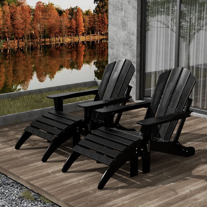 WestinTrends 4-Piece Folding Adirondack Chair With Footrest Ottoman Set