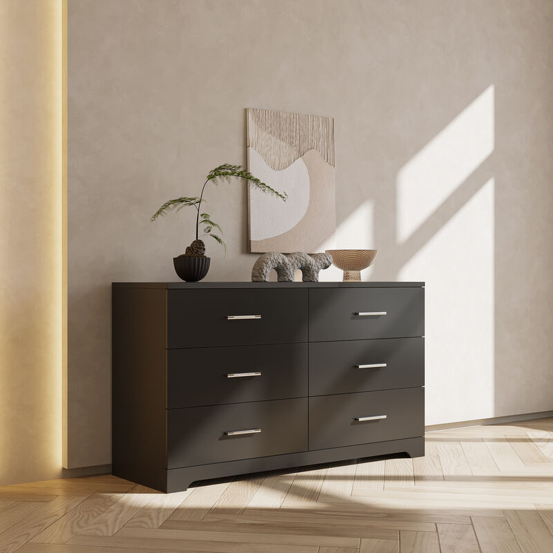 Wide 6-Drawer Dresser, Bedroom Storage Cabinet for Clothes & Essentials
