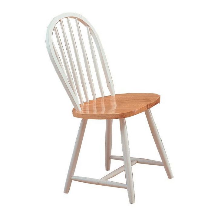 Handsomely Designed Dining Chair, White and Brown Set of 4-Benzara