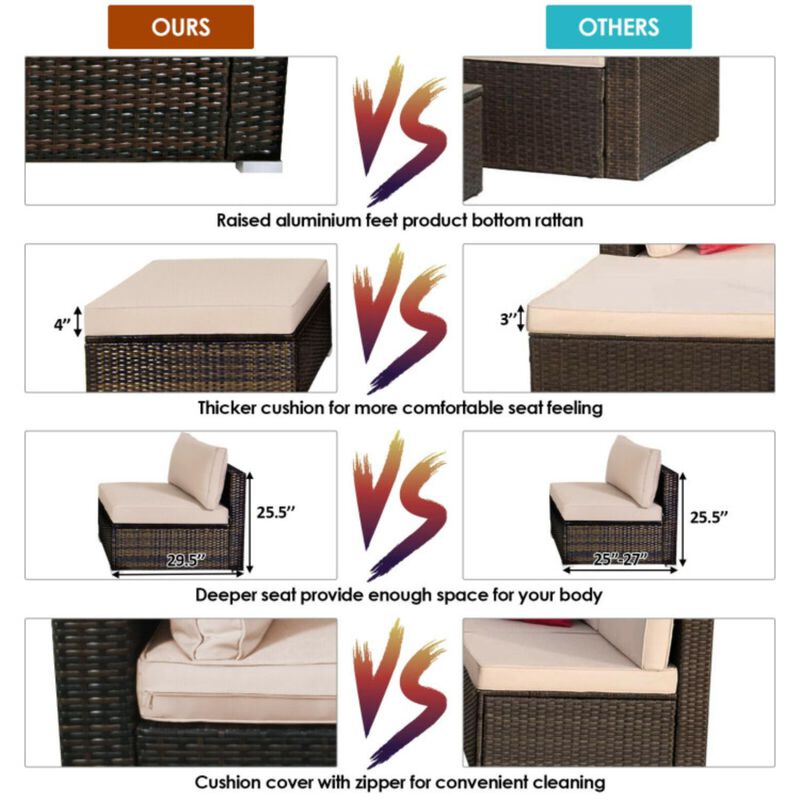 Hivvago 5 Pieces Outdoor Patio Rattan Furniture Set With Cushions