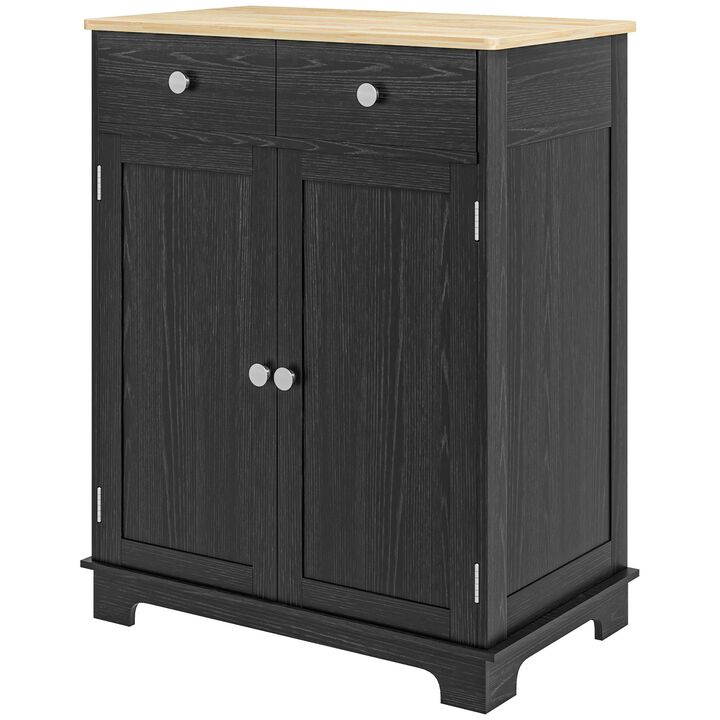 Black Sideboard Cabinet: Wood Top, Adjustable Shelf