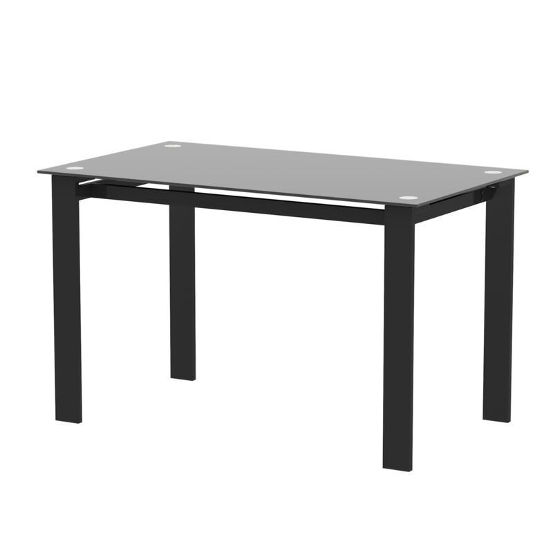 Modern Tempered Glass Dining Table, Simple Rectangular Metal Table Legs Living Room Kit