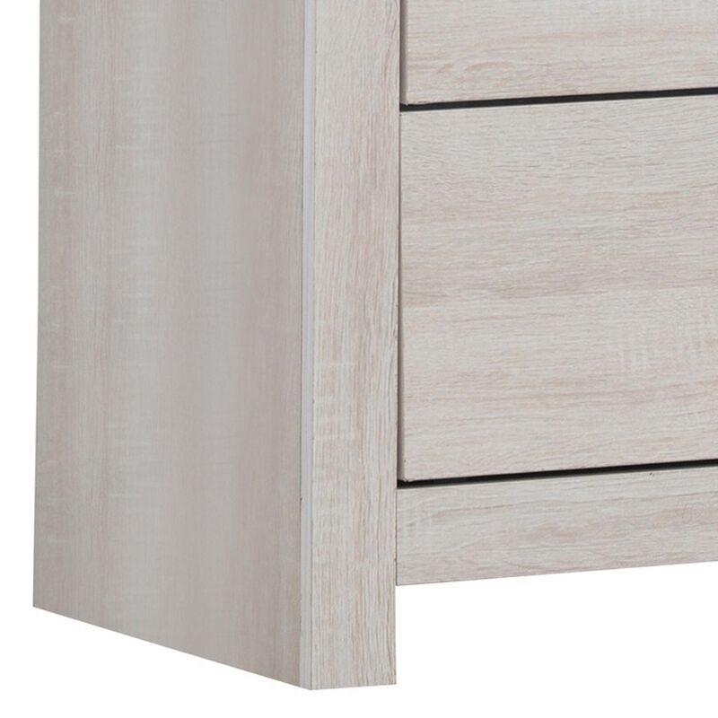 Chest with 5 Drawers and Metal Bar Pulls, White-Benzara