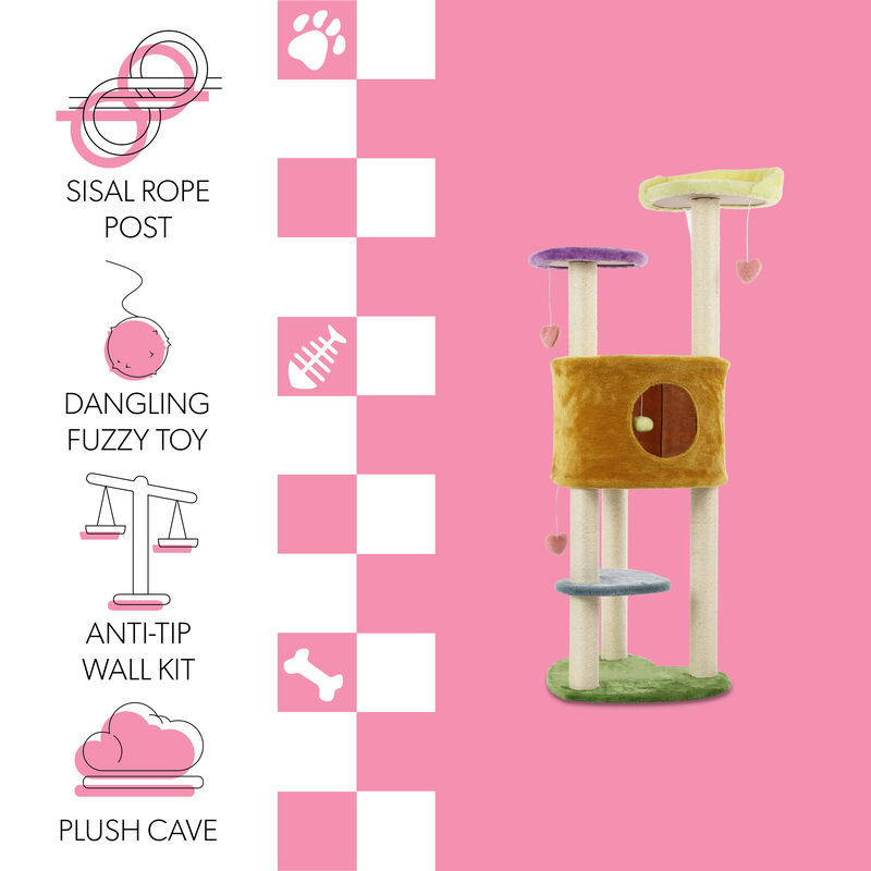 Aisling 4-Tier Modern Sisal Heart Cat Tree with Scratching Posts