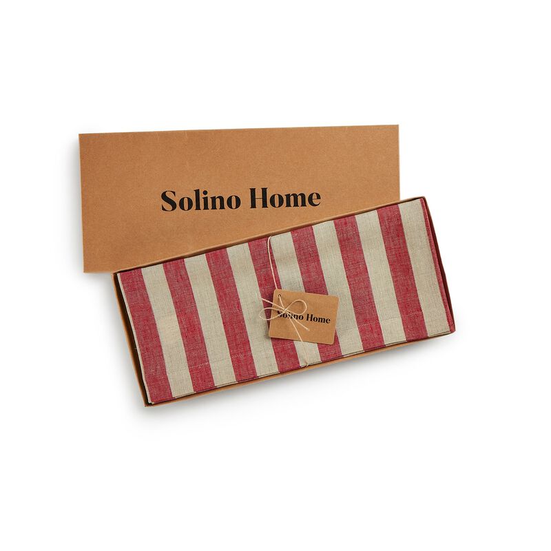 Solino Home 100% Pure Linen Table Runner | Sorrento Stripe