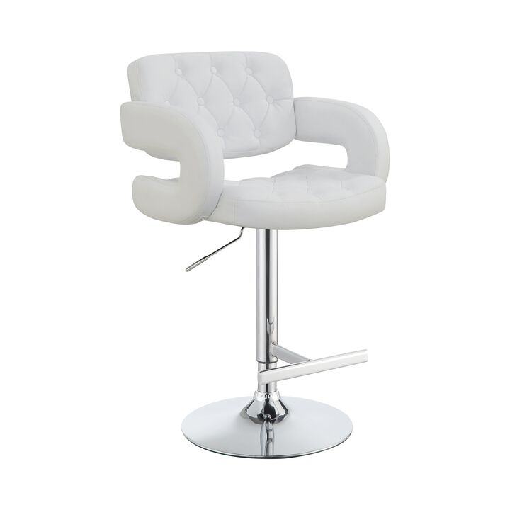 Modern Style Adjustable Height Bar Stool, White-Benzara
