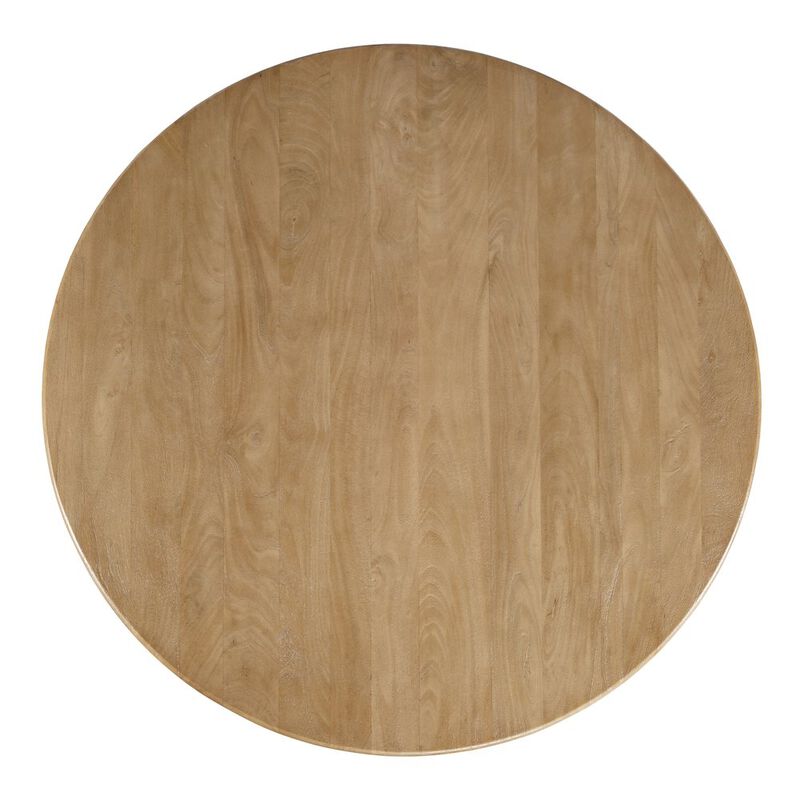 Jofran Breck Solid Wood 48 Round Mid-Century Modern Fluted Pedestal Dining Table